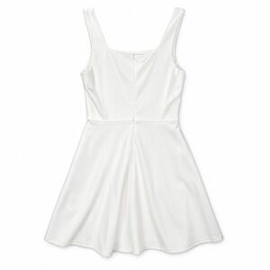 White Skater Mini Dress Women's S Square Neck Fit Flare Marilyn Hollywood Glam